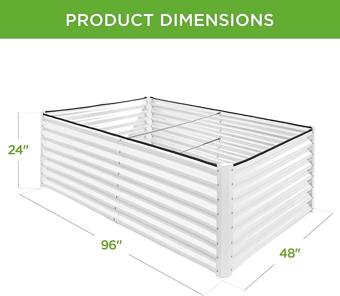 Best Choice Products 8x4x2ft Outdoor Metal Raised Garden Bed, Deep Root Planter Box for Vegetables, Flowers, Herbs, and Succulents w/ 478 Gallon Capacity - White