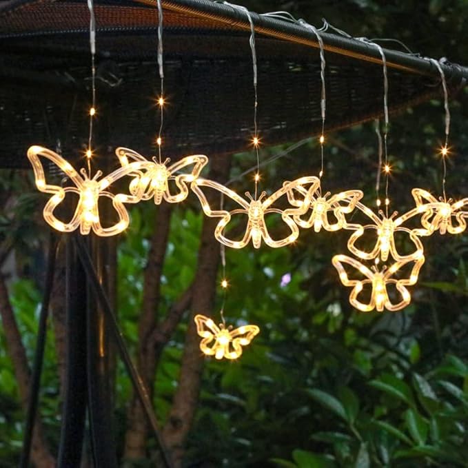 Solar USB String Butterfly Lights Indoor Outdoor 10 LED Fairy Light Decorations for Garden Fence Patio Yard Christmas Tree, Lawn, Patio, Party Decoration (USB Light)