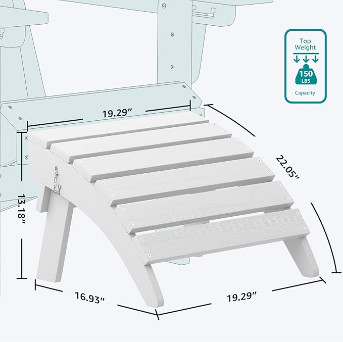 SERWALL Folding Adirondack Ottoman, White