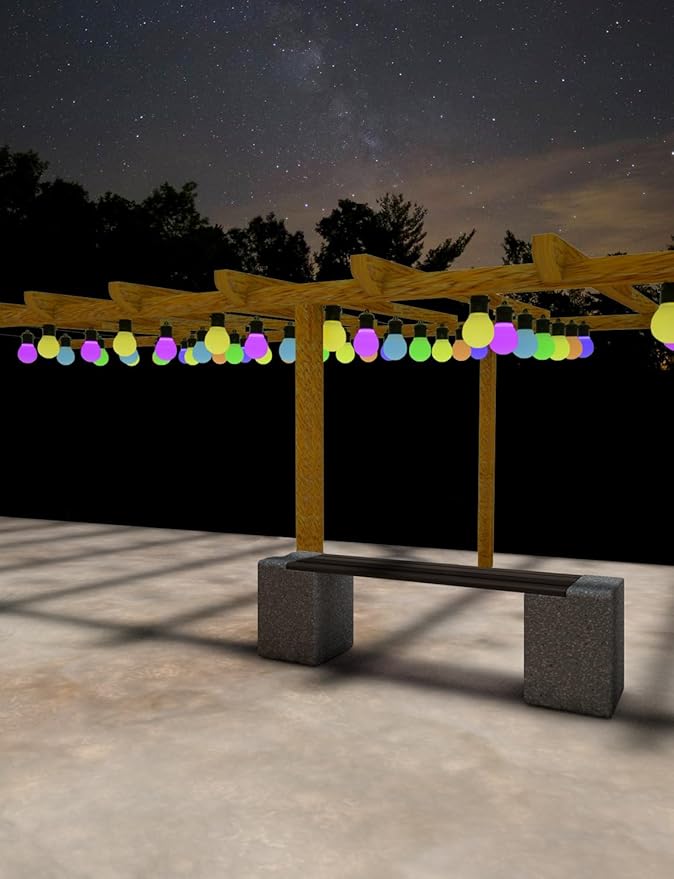 Smart Outdoor String Lights 20FT 20PCS G50 Led Bulb Outdoor APP& Remote Control Dimmable Music synic Timer speedness for Vacation Daily Camping Garden Yard Party Wedding Home Decoration