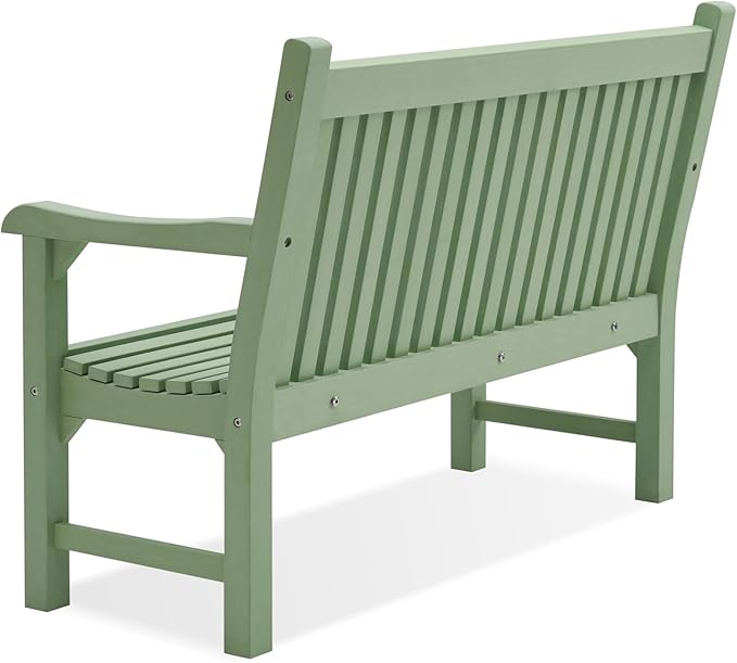Psilvam Garden Bench, 2-Person Poly Lumber Patio Bench, All-Weather Outdoor Bench That Never Rot, Memorial Bench, Suit for Garden, Porch and Park (Green)