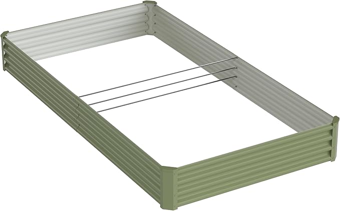 8x4x1ft Raised Garden Bed-Outdoor Galvanized Planter Box for Vegetables, Fruits,Herbs, Flowers, Metal Raised Garden Bed kit-Green