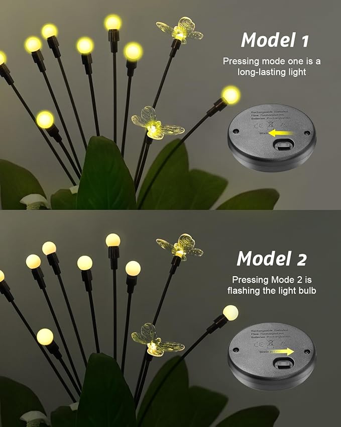 Solar Garden Lights 2024 Upgraded Solar Outdoor Lights Sway by Wind for Patio Pathway Decoration 2+8 Warm White (Butterfly 4 Pack)…