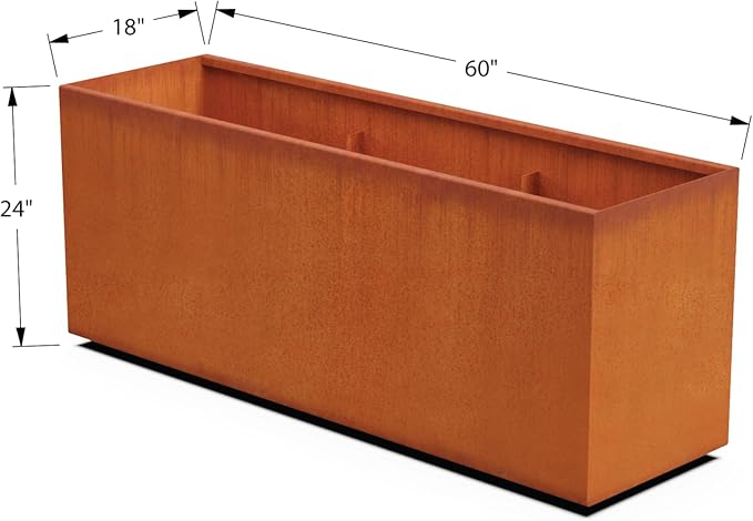 Corten Steel Planter Rectangle Outdoor Metal Garden Box Heavy Duty | Made in USA | Fully Assembled