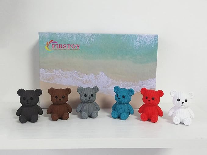 8Pcs Mini Resin Teddy Bear Figurines Cute Sweater Bears Desktop Ornaments Car Interior Decoration Garden FigurinesTiny Bear Statues Animals Sculpture Micro Landscape