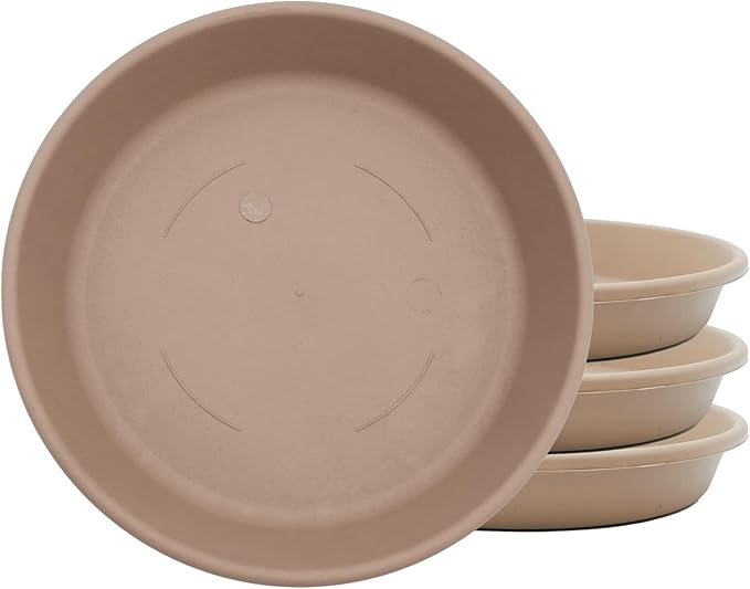The HC Companies Flower Pot Saucers - Plastic Plant Saucer for Outdoors & Indoors - Traditional Design Plant Pot Trays for Water Drainage - Durable & Stylish Round Plant Tray (8-inch Sandstone)