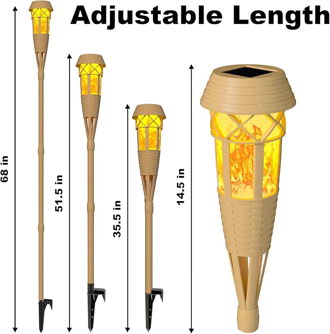 Solar Outdoor Lights – Solar Torch Lights with Flickering Flame for Garden Decor, Waterproof Solar Garden Lights, Outdoor Patio & Pathway Yard Decorations with Flame Torches - 2 Pack
