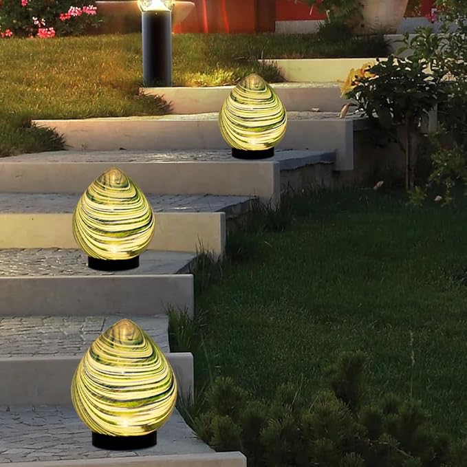 Table Solar Lanterns Outdoor Waterproof LED 6.7" Glass Desktop Decorative Lanterns Solar Globe Lights for Patio Balcony Pathway Porch Gardening Gifts for Women(Green)