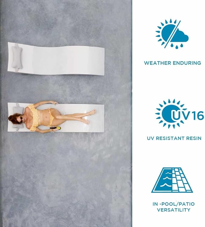 Ledge Lounger - Signature Chaise Deep - Inside Pool & Sun Shelf Lounge Chair - Designed for Deep Shelves 10”-15” - Compatible with All Pool Types - Poolside & Sun Deck Tanning - Set of 2 - Sandstone