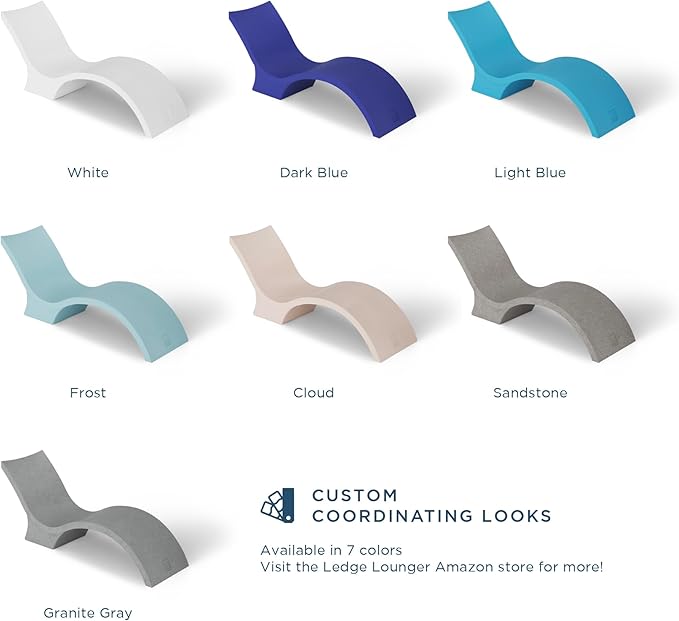 Ledge Lounger- Signature Chaise Deep - Inside Pool & Sun Shelf Lounge Chair - Designed for Deep Shelves 10”-15” - Compatible with All Pool Types - Poolside & Sun Deck Tanning - Set of 2 - Granite Gray