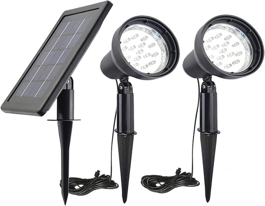 SUNLONG Solar Powered Spot Lights Outdoor Waterproof 2 in 1 Bright Solar SpotLights Power Adjustable for Flag Yard Flagpole Landscape Dusk to Dawn 2 x Spots White