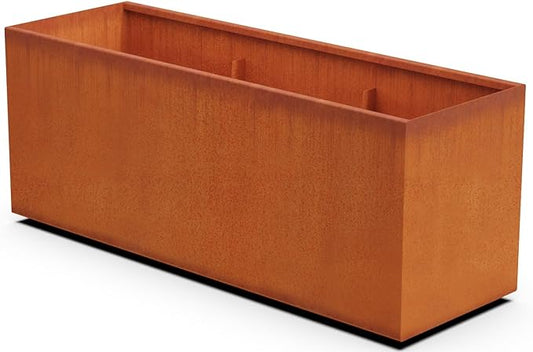 Corten Steel Planter Rectangle Outdoor Metal Garden Box Heavy Duty | Made in USA | Fully Assembled