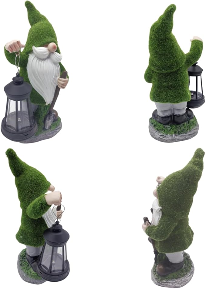 coolboy Solar Gnome Outdoor Garden Statue,Waterproof LED Lights Outdoor Decor,Resin Gnome Ornament,Solar Lantern Indoor Figurines for Patio Garden Table Decor