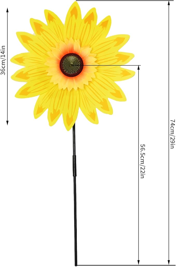 6pcs Sunflower Lawn Pinwheels Wind Spinners Large Windmill Pinwheel for Garden,Yard, Party Outdoor Decor (Sunflower Pinwheels)
