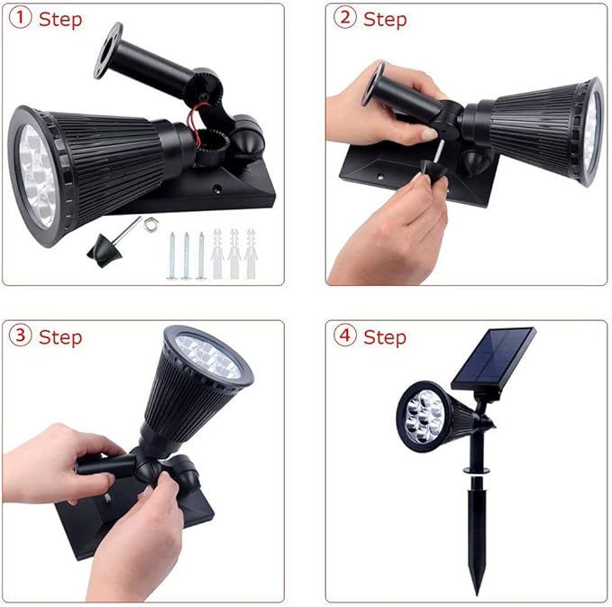 Solar Lights Outdoor Colored Waterproof 7 LED Color Changing Solar Spot Lights Landscape Spotlight for Yard Garden Patio Lawn 2 Pics