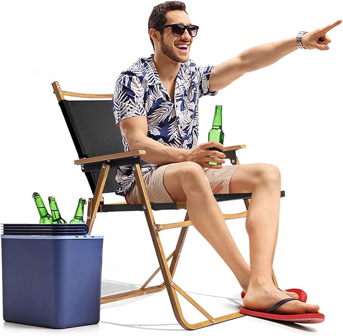 Outvita Portable Folding Camping Chair, Ultralight Low Beach Chair, Durable Aluminum Frame Armchairs for Hiking Concert Fishing Picnic, Supports 223Lbs