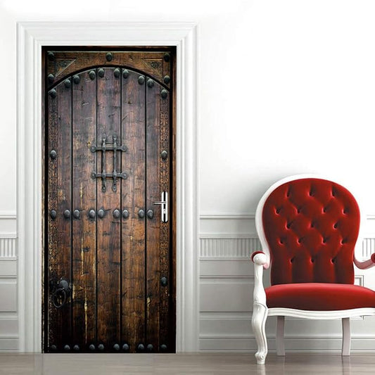 3D Door Wallpaper Self-Adhesive Door Sticker Wooden Door Film Poster Premium PVC Waterproof Wall Sticker for Bedroom Living Room Door Decoration Wallpaper 86 x 200 cm