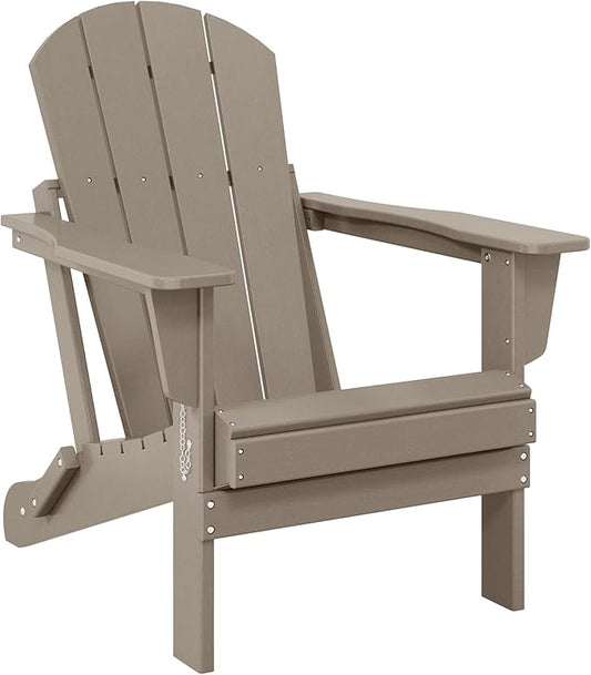 Westin Outdoors Laguna WO Home Outdoor Adirondack Folding Chair Lounger Seat Traditional Retro Home Furniture for Beach, Balcony, Backyard, Lawn, Patio, Pool, Deck, Garden (Weathered Wood)