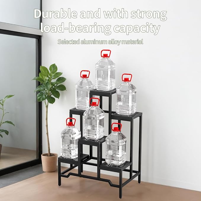 Plant Stand - Aluminum Indoor/Outdoor Flower Rack, Waterproof & Rust-Proof, Stable Support for Pots, Perfect for Living Room, Balcony, Garden, and Office (Black, 6 Tier)