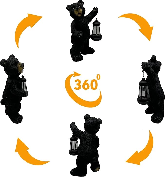 Solar Lantern Garden Statue Decoration, Outdoor Bear Statue Lights for Patio Patio Decor - Unique Housewarming Gift for Grandma Wowen Mom Friend, Cute Spring Ornament
