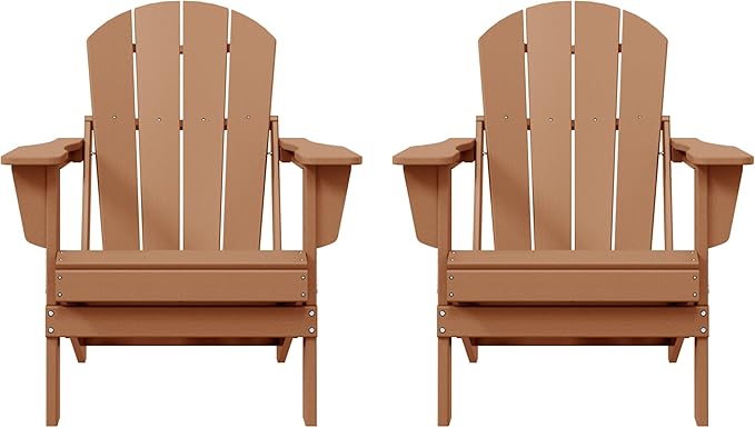 Westin Outdoors Laguna WO Home Furniture Adirondack Chair 2 PCS Set Outdoor Folding Patio Chair for Bon Fire Pit Garden Lawn Backyard Lounging Relaxing (Teak)