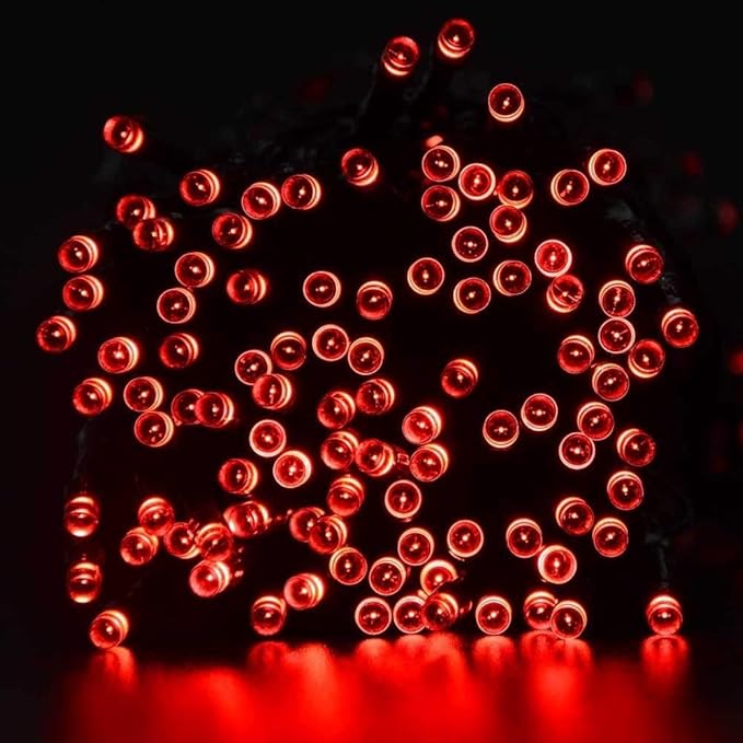 Joomer Red Solar Christmas Lights, 2 Pack Total 144 FT 400 LED 8 Modes Waterproof Solar Christmas Lights Outdoor for Christmas Decorations