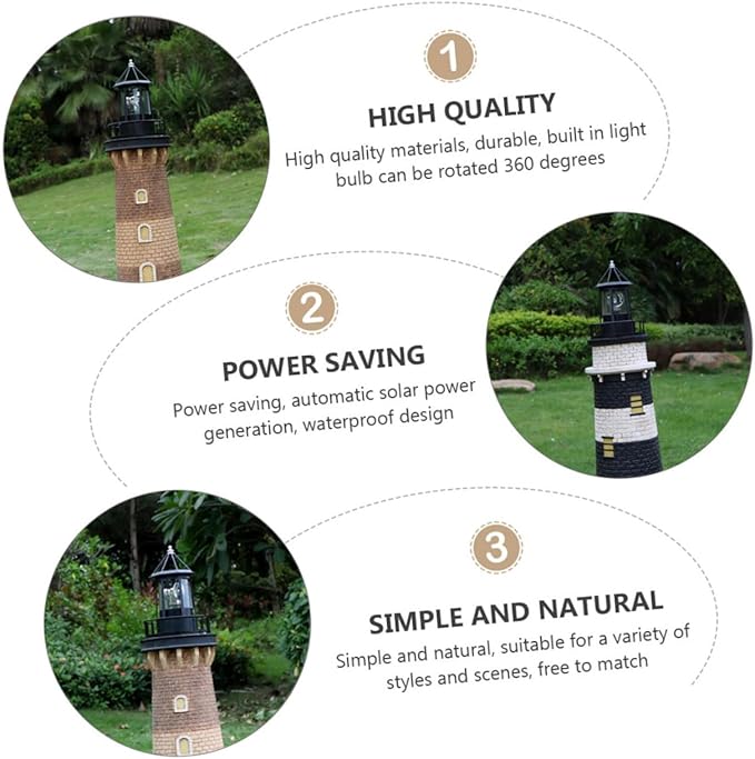 DOITOOL LED Solar Powered Rotating Lighthouse Outdoor Courtyard Solar Hanging Lamp Lawn Lantern for Patio Fence Garden Yard Decorations