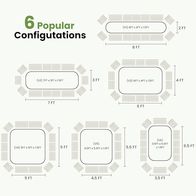 Oval 8x2x1.5 FT Galvanized Raised Garden Bed Kit, 31 in 1 Large Metal Planter Box for Outdoor Gardening, 18” Garden Bed for Vegetables Flower Herb(Pearl White)
