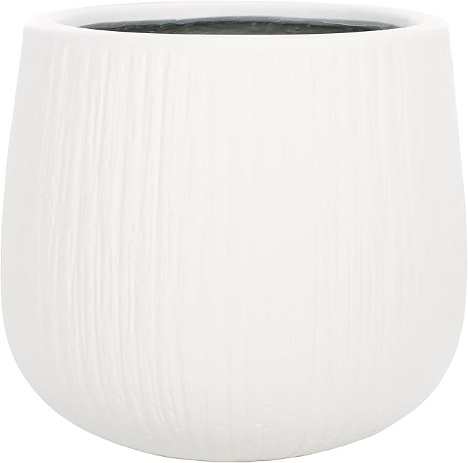 SAFAVIEH Outdoor Collection Francia Modern White Concrete Ficonstone Planter Pot
