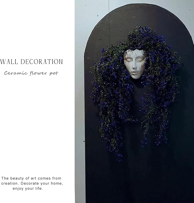 Face Vase,Ceramic Female Form Vase,Modern Sculpture White Planter Pot,Human Face Dried Flower Shaped Vase,Wall Hanging Plant Pot for Home Decor Centerpieces, Office or Outdoor Hanging Decor