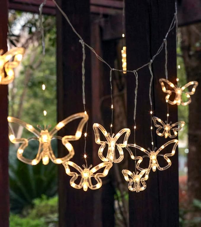 Solar USB String Butterfly Lights Indoor Outdoor 10 LED Fairy Light Decorations for Garden Fence Patio Yard Christmas Tree, Lawn, Patio, Party Decoration (USB Light)