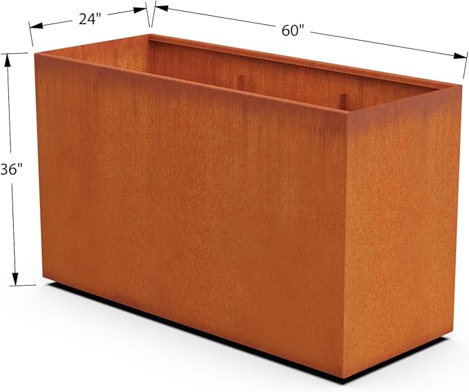 Corten Steel Planter Rectangle Outdoor Metal Garden Box Heavy Duty | Made in USA | Fully Assembled