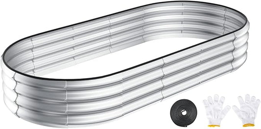 Kesfitt Raised Garden Bed Kit,Outdoor Galvanized Planter Boxes with Safety Edging and Gloves,Large Metal Beds for Gardening Vegetables,Fruits,Flower(6x3x1FT)