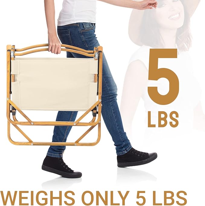 Outvita Portable Folding Camping Chair, 2pcs Ultralight Low Beach Chair, Durable Aluminum Frame Armchairs for Hiking Concert Fishing Picnic, Supports 225Lbs