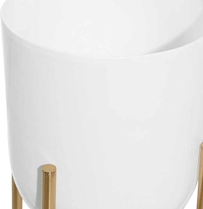 CosmoLiving by Cosmopolitan Metal Indoor Outdoor Planter Dome Large Planter Pot with Removable Stand, Set of 2 Planters 20", 22"H, White