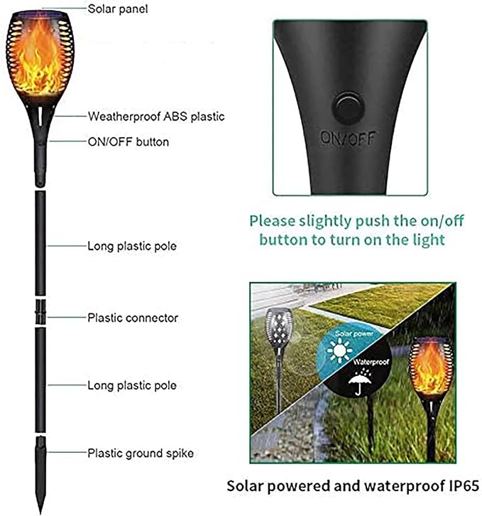 YoungPower Solar Outdoor Torch Lights Flickering Flame, 43" Outdoor Path Lights Waterproof Torch for Garden Yard Patio, 8 Pack