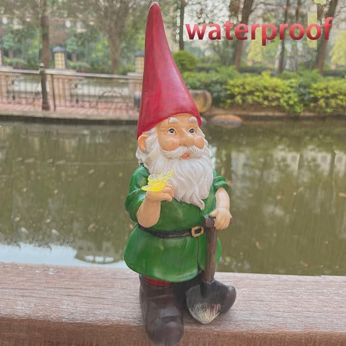 Solar Powered 2 Gnomes Playing with Ball, Decorated Solar Light, Garden Decorations Statues, Garden Light Decor for Lawn Ornaments