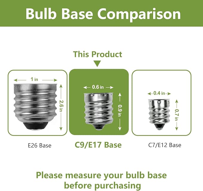 25 Pack C9 LED Replacement Christmas Light Bulbs Multicolor, Waterproof Shatterproof Outdoor String Lights Vintage LED Filament Bulb, E17 Base, Commercial Grade Holiday Decoration Bulbs
