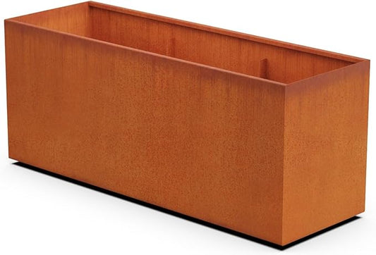Corten Steel Planter Rectangle Outdoor Metal Garden Box Heavy Duty | Made in USA | Fully Assembled