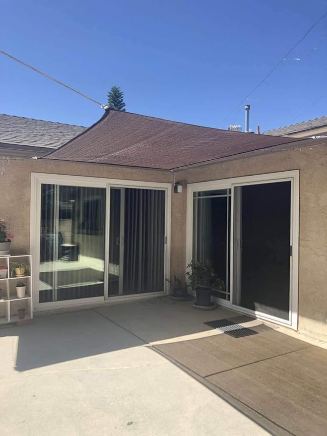 Eden's Decor Straight Flat-Edged Sun Shade Sail Rectangular 6' x 16' Brown UV-Blocking Outdoor Canopy Fabric Cloth Awning for Pergola Patio Garden Backyard Custom Size