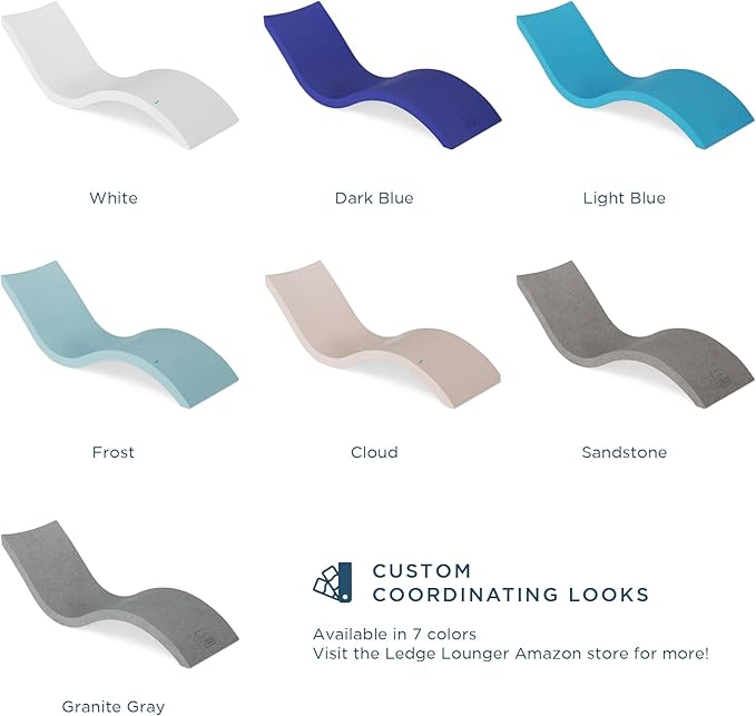 Ledge Lounger - Signature Chaise - Inside Pool & Sun Shelf Lounge Chair - Designed for Shallow Shelves Up to 9” - Compatible with All Pool Types - Poolside & Sun Deck Tanning - Set of 2 - Granite Grey