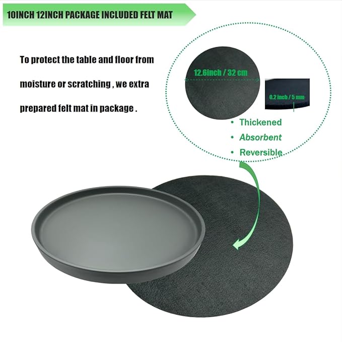 Ceramic Plant Saucer Pot Tray 12 Inch, Planter Saucers 4 5 6 7 8 9 10 11 12 13 Inch for Indoors Outdoor, Durable Sturdy Flower Drainage drip Water Tray for Glazed Pots Base (12.7 Inch-Grey)