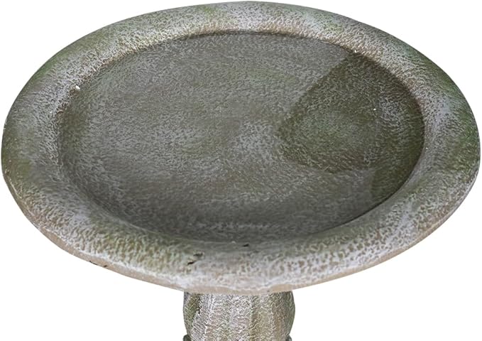 SunJet 23.8 Inch High Concrete Bird Bath with Carved Pedestal – Birdbath Sturdy & Elegant Design, Stone-Like Texture, Attracts Birds and Enhances Garden, Patio, Yard, Lawn Decor
