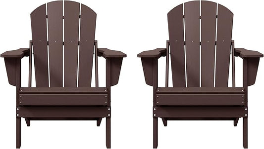 Westin Outdoors Laguna WO Home Furniture Adirondack Chair 2 PCS Set Outdoor Folding Patio Chair for Bon Fire Pit Garden Lawn Backyard Lounging Relaxing (Dark Brown)