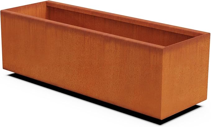 Corten Steel Raised Garden Bed – 36-Inch Large Rectangular Planter Box | Heavy Duty, Low Profile Metal Design | Made in USA, Fully Assembled
