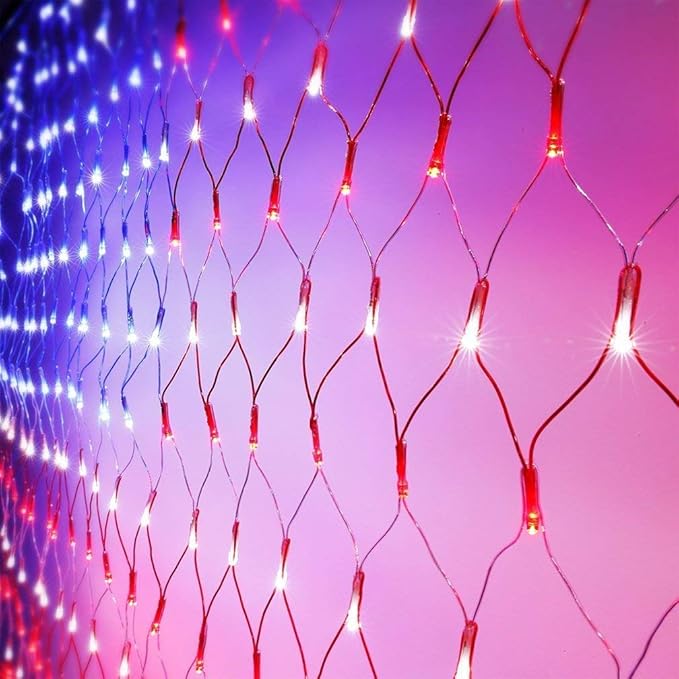 DBFAIRY Solar American Flag Lights Outdoor,420 LEDs American Flag Net Lights 6.5ft x 3.28ft Super Bright,Memorial Day Decorations of The United States for Independence/National/Memorial Day,July 4th