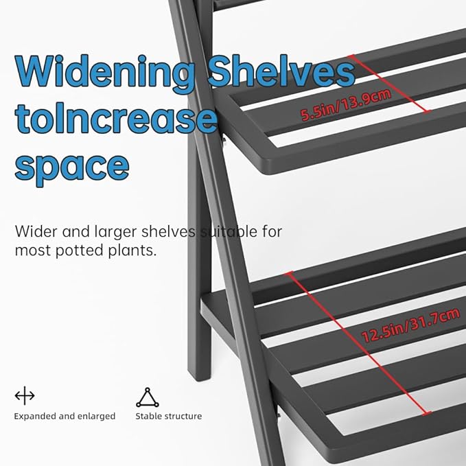 Deluxe 2-Tier Aluminum Plant Stand Indoor/Outdoor, Weather-Resistant Flower Pot Rack, Stylish & Lightweight Plant Stands for Garden, Balcony & Living Room