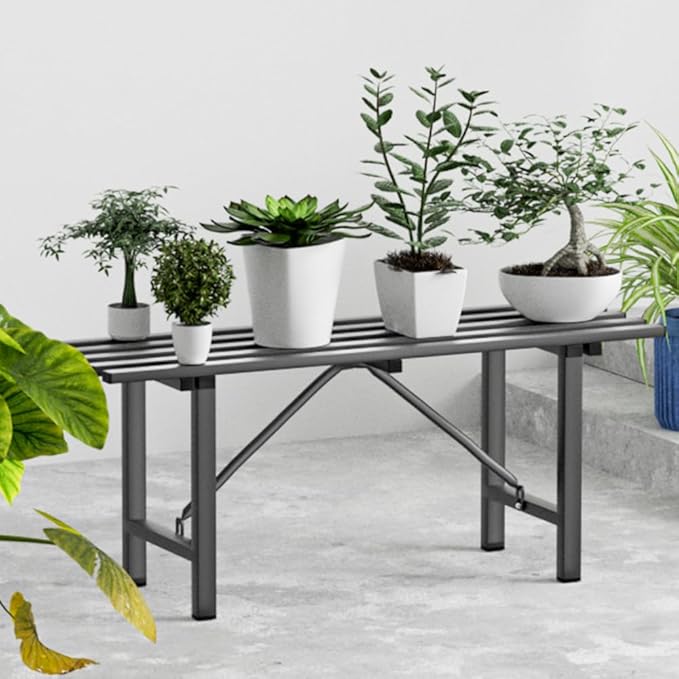 Premium Aluminum Plant Stand - Home Decor & Outdoor Garden Solution with 300 LBS Capacity, L37.8 x W11.4 x H13.8 inch
