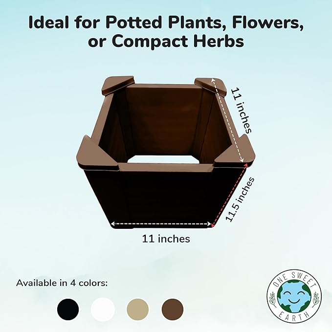 Raised Garden Bed - 1x1 ft Planter Box - Brown HDPE - No Tools Needed - DIY Kit for Urban Gardening, Flowers, Herbs & Vegetables - Made in The USA - 2 Pack