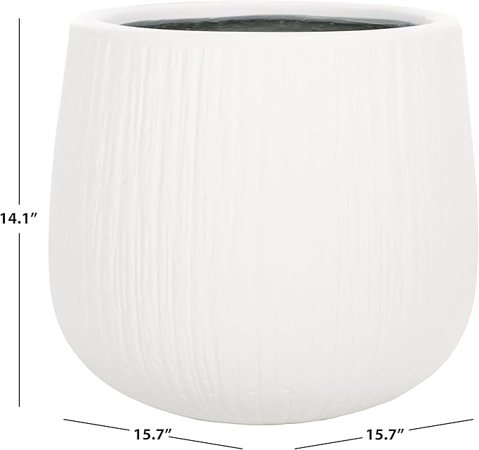 SAFAVIEH Outdoor Collection Francia Modern White Concrete Ficonstone Planter Pot